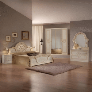 Ben Company Sara Beige Italian 4 Doors High Gloss Bedroom Set