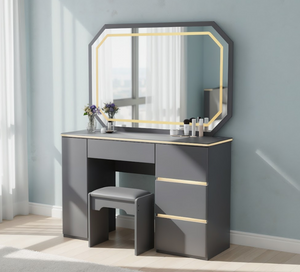 Pentagon 4 Drawer / 1 Cabinet Dressing Table with LED Mirror