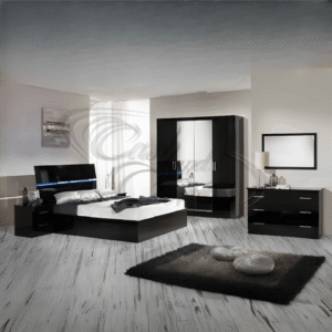 Simona Italian High Gloss Bedroom Set with LED Headboard Ben Company