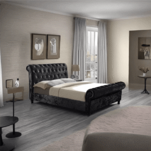 Sleigh Fabric Velvet Bed Frame All Sizes - Colours Available