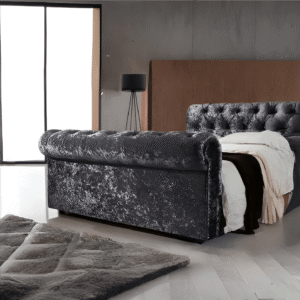 Sleigh Upholster Fabric Handmade Beds Frame All sizes Available