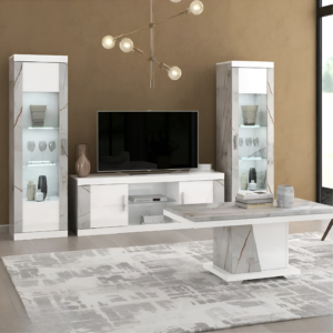 Smart Golden Grey-White Marble Effect Italian High Gloss Living Room From SanMartino Design