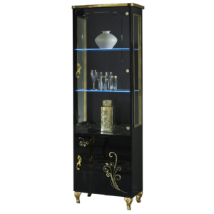 Sofia Italian 1 Door Display Cabinet Black and Gold Ben Company