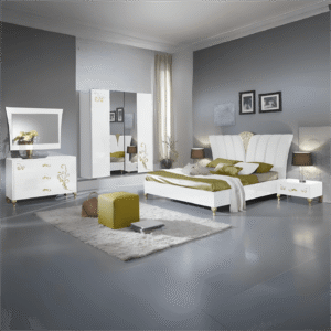 Sofia White and Gold Italian Bedroom Set with 2 or 3 Door Sliding Wardrobe Ben Company