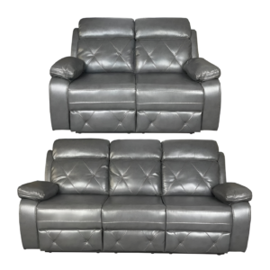 TOBI 3 Seater and 2 Seater Air Leather Recliner Sofa Set - GREY Colour