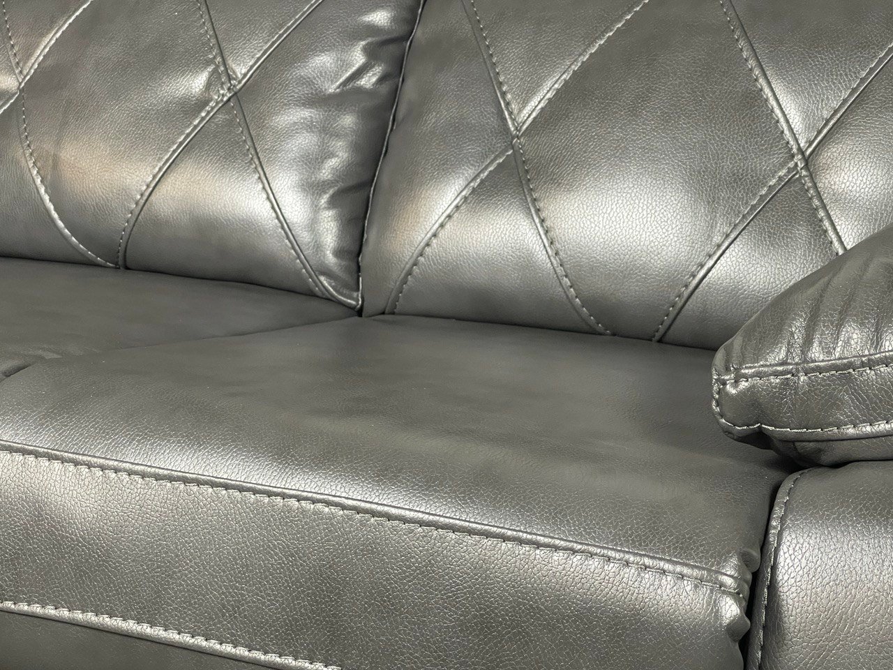 TOBI 3 Seater and 2 Seater Air Leather Recliner Sofa Set - GREY Colour - Image 11