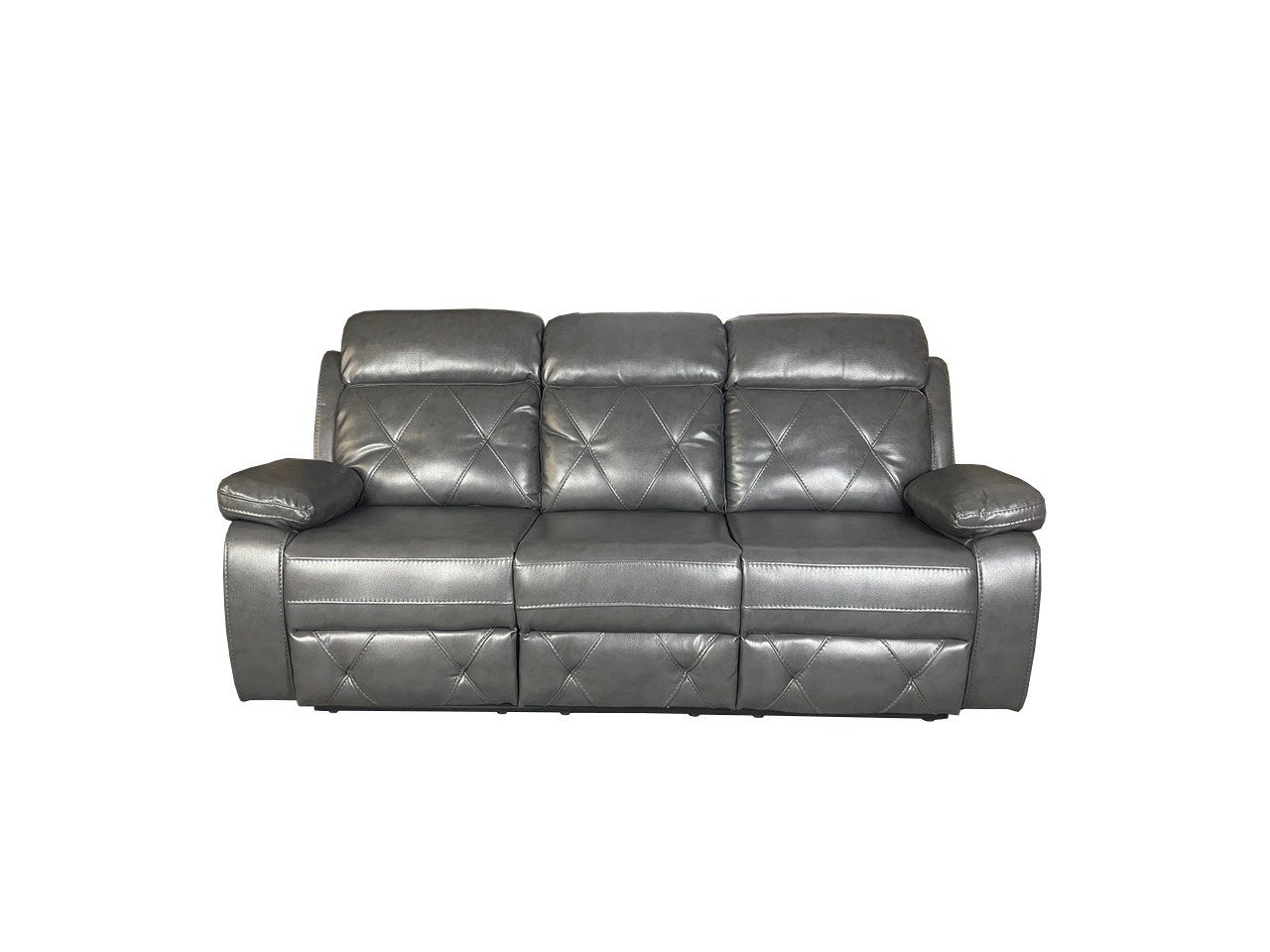 TOBI 3 Seater and 2 Seater Air Leather Recliner Sofa Set - GREY Colour - Image 2