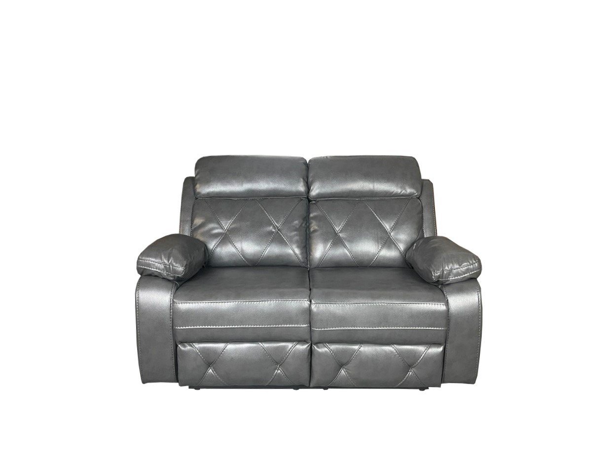 TOBI 3 Seater and 2 Seater Air Leather Recliner Sofa Set - GREY Colour - Image 3
