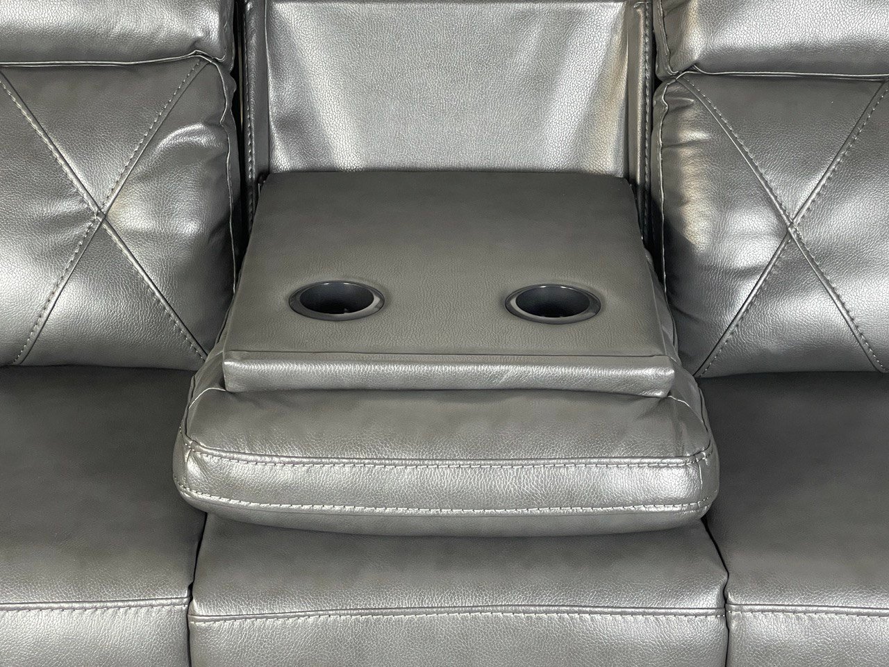 TOBI 3 Seater and 2 Seater Air Leather Recliner Sofa Set - GREY Colour - Image 6