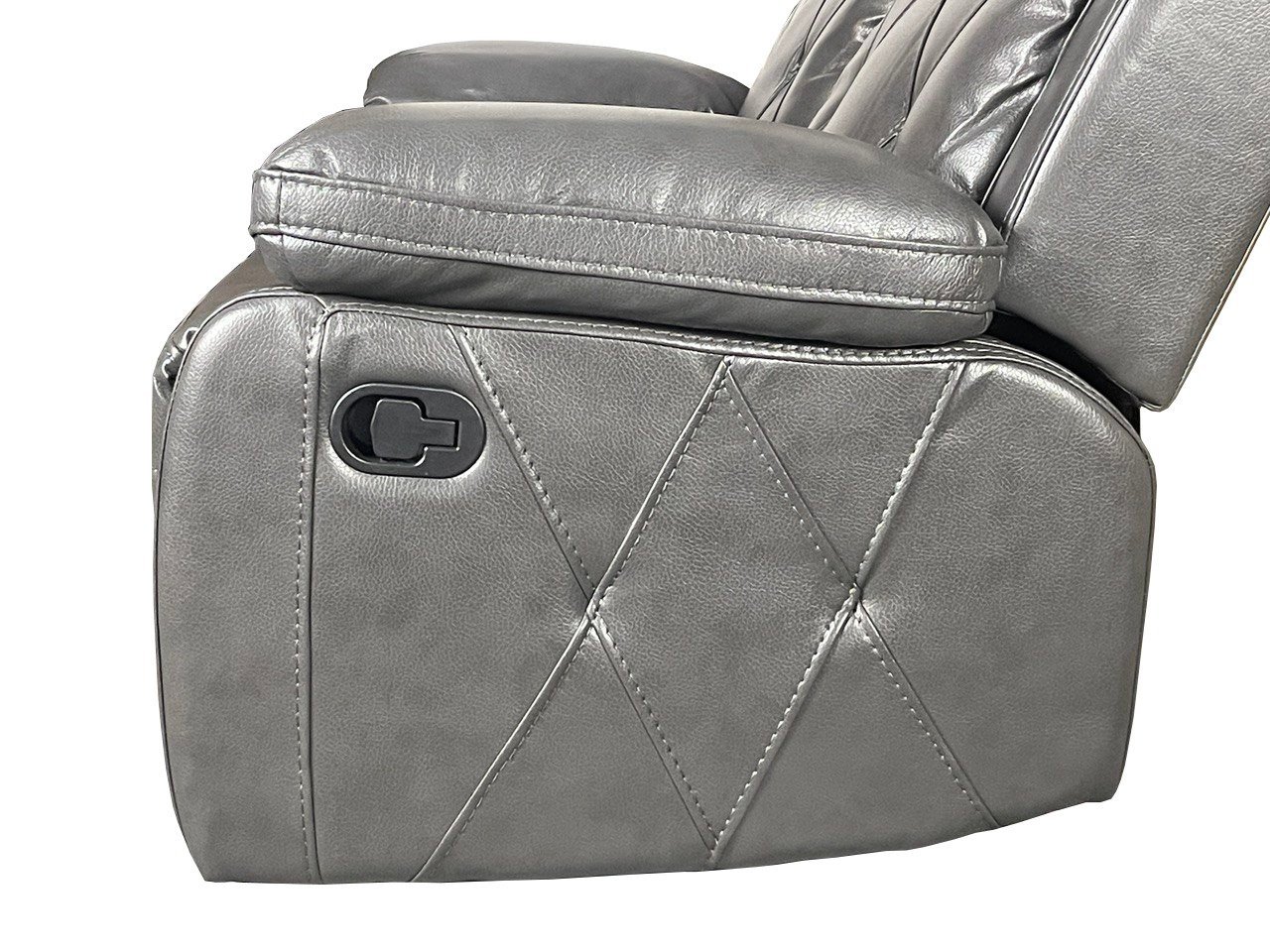 TOBI 3 Seater and 2 Seater Air Leather Recliner Sofa Set - GREY Colour - Image 8