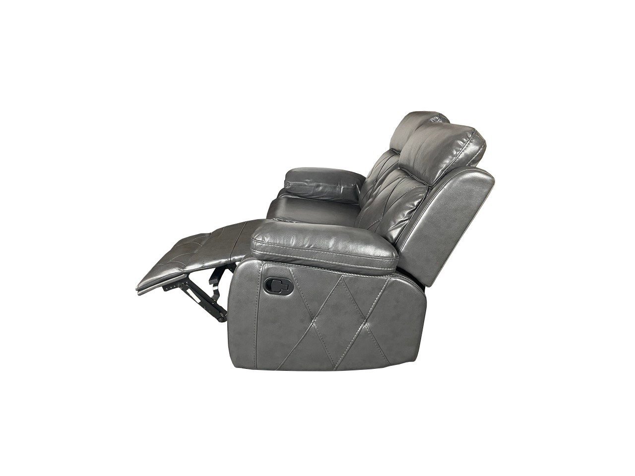 TOBI 3 Seater and 2 Seater Air Leather Recliner Sofa Set - GREY Colour - Image 9