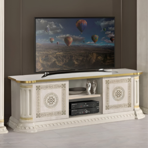 Versace Design Aurora Italian Classic Large TV Unit Beige and Gold H2O Design