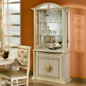 Versace Rosella Style Italian 2 Door Vitrine-Display Unit Beige-Gold by H2O Design