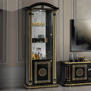Versace Rosella Style Italian Black Gold Single Door Unit H2O Design