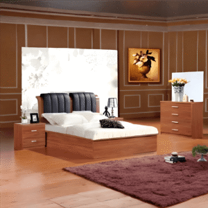 Walnut High Quality Wooden Double Ottoman Storage Bed Frame