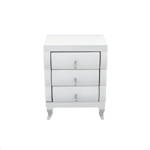 White Mirror Curved 3 Drawer Bedside