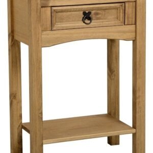 Corona 1 Drawer Console Table with Shelf in Distressed Waxed Pine