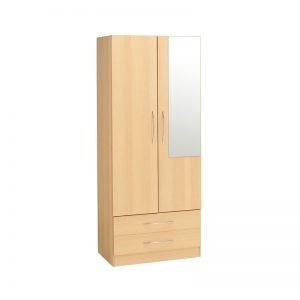 Budget 2 Door Wardrobe 2 Drawers + Mirror