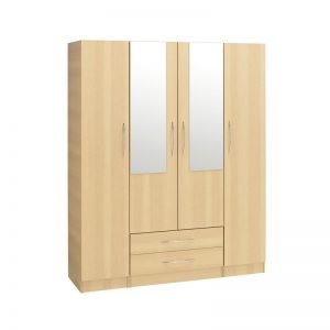 Budget 4 Door +2 Drawers +2 Mirrors Wardrobe Set