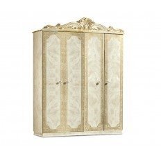 Camel Group Leonardo Italian High Gloss Ivory and Gold Finish 4 Door Wardrobe only