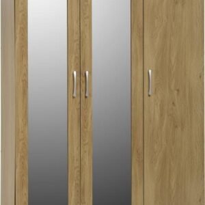 Charles 3 Door All Hanging Wardrobe in Oak Effect Veneer with Walnut Trim