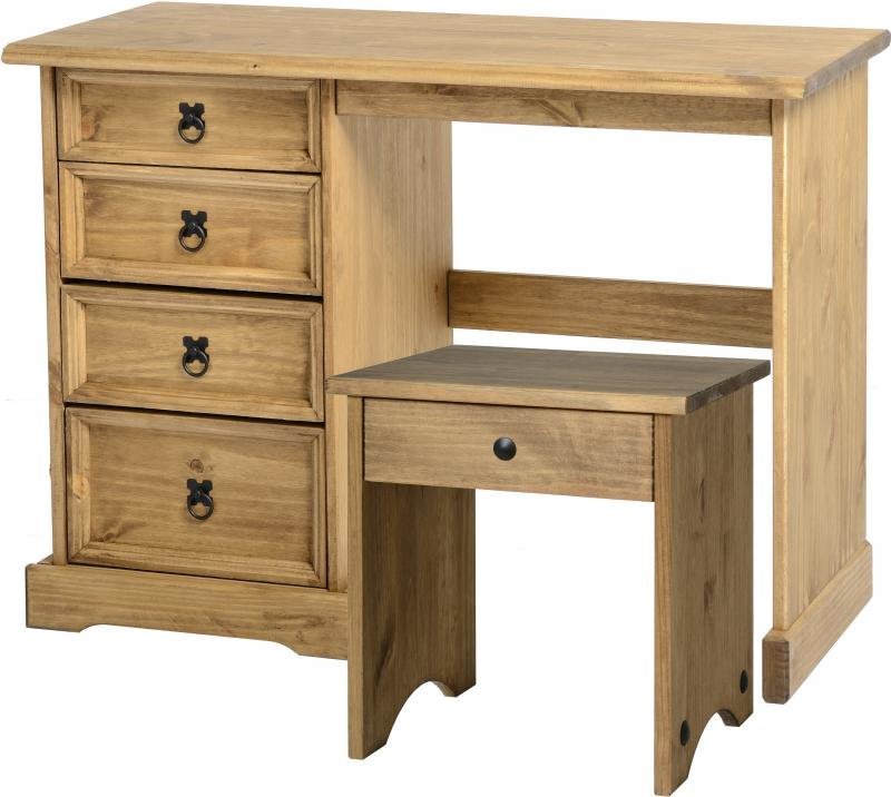 Corona 4 Drawer Dressing Table in Distressed Waxed Pine - Image 2