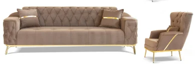 JASMINE SOFA SET VALVET FABRIC CHESTERFIELD - Image 3