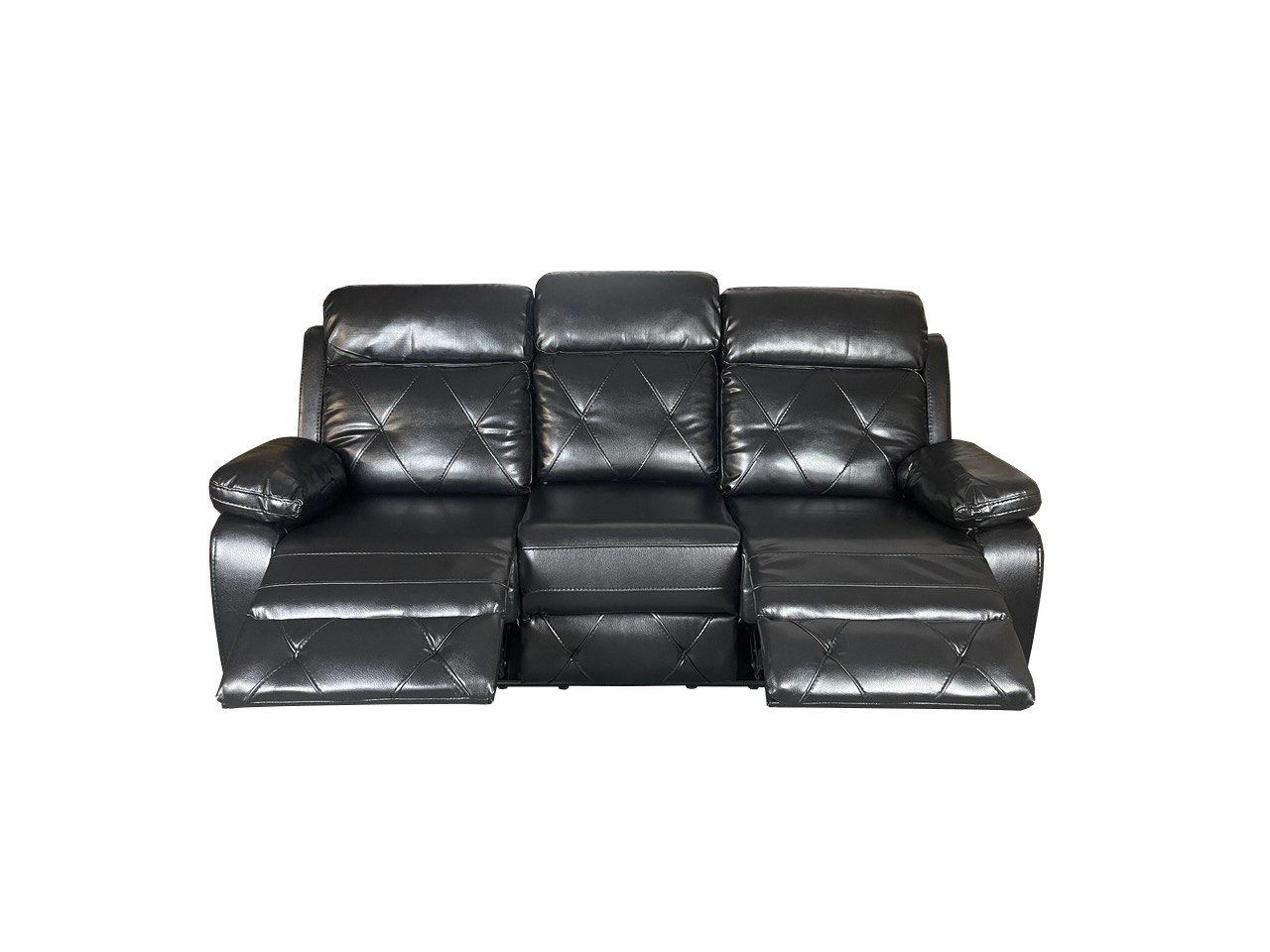 TOBI 3 Seater and 2 Seater Air Leather Recliner Sofa Set - Black Colour - Image 2