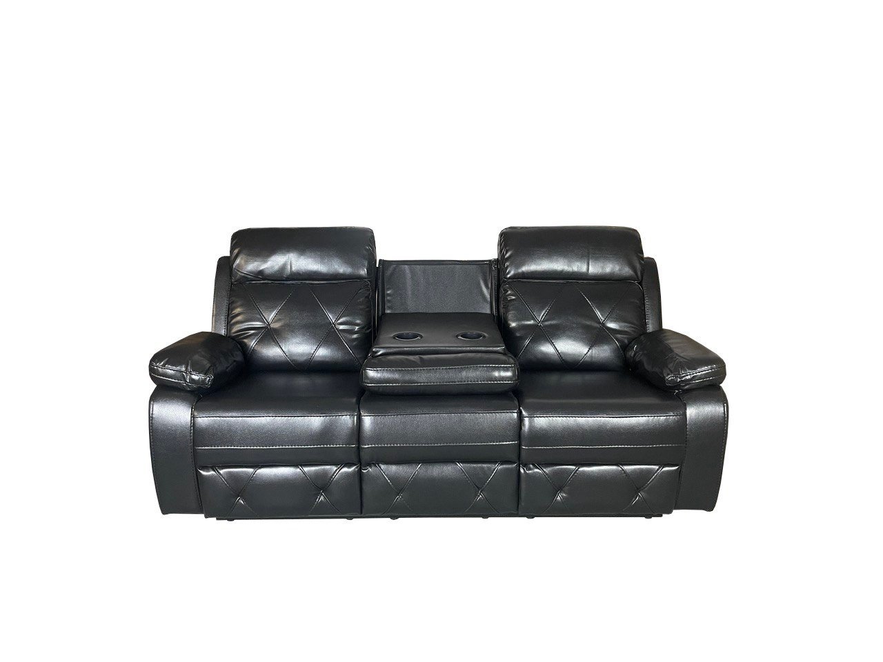 TOBI 3 Seater and 2 Seater Air Leather Recliner Sofa Set - Black Colour - Image 3