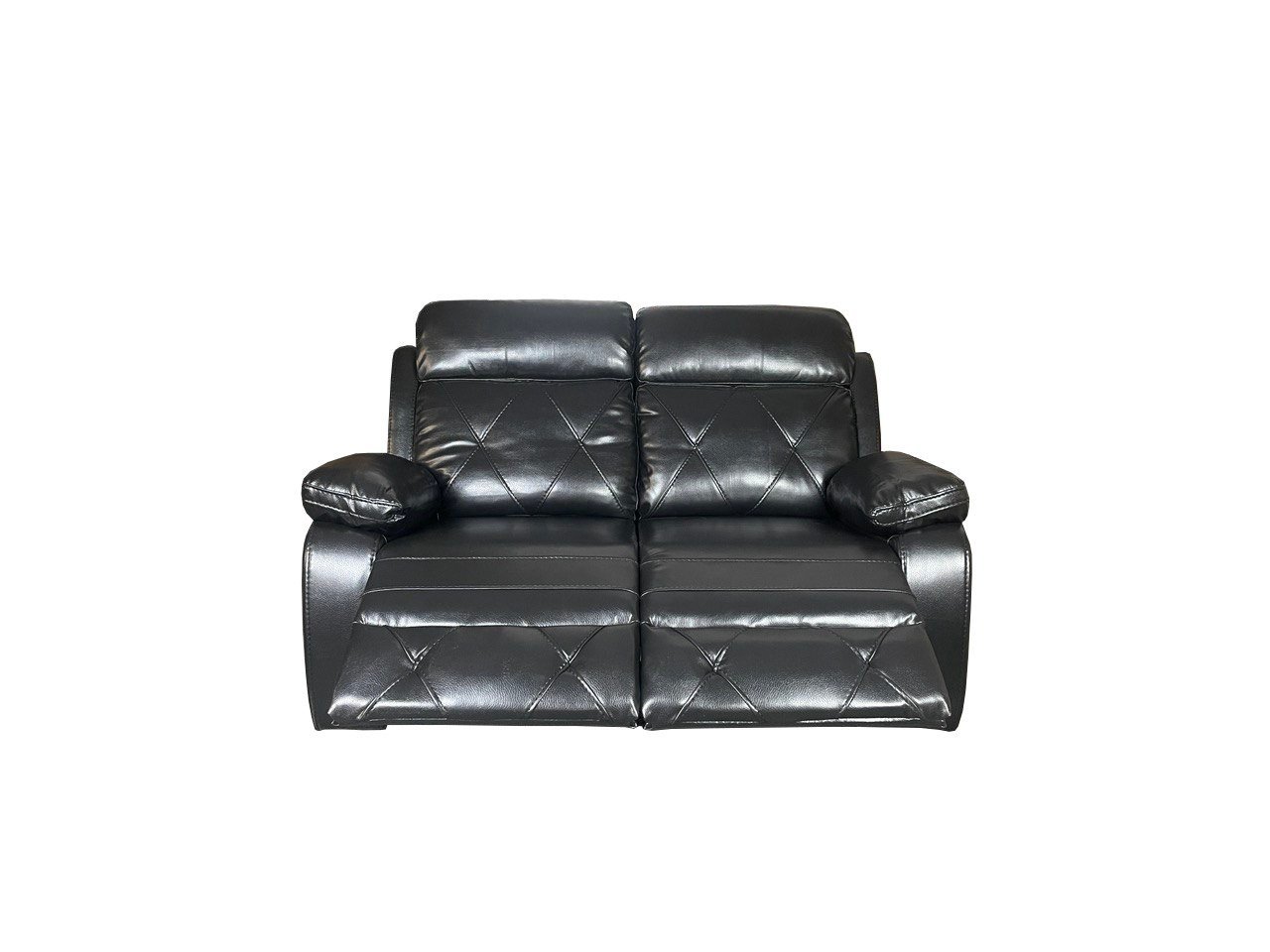 TOBI 3 Seater and 2 Seater Air Leather Recliner Sofa Set - Black Colour - Image 4