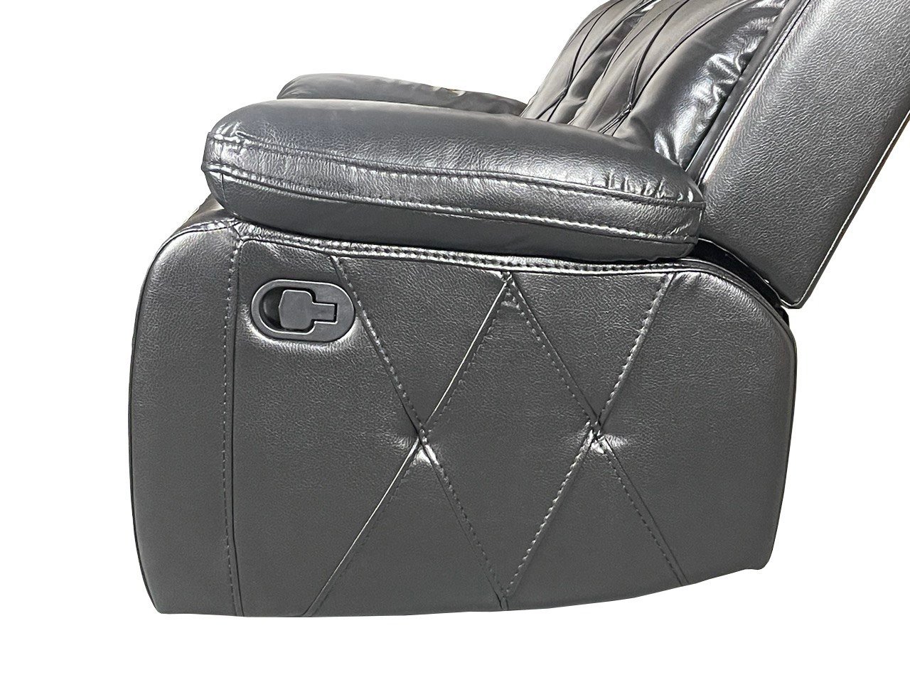 TOBI 3 Seater and 2 Seater Air Leather Recliner Sofa Set - Black Colour - Image 5