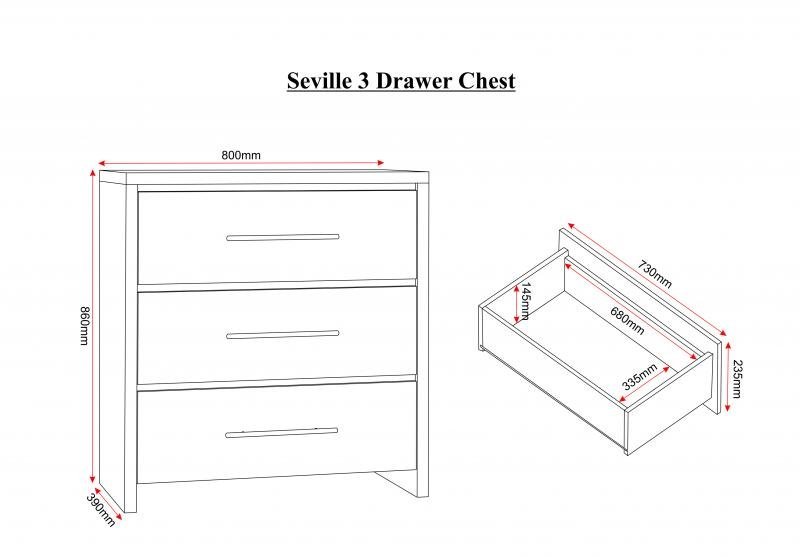 Seville Bedroom Set in Light Oak Veneer/White High Gloss - Image 7
