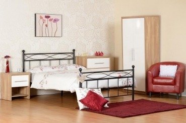 Seville Bedroom Set in Light Oak Veneer/White High Gloss - Image 2