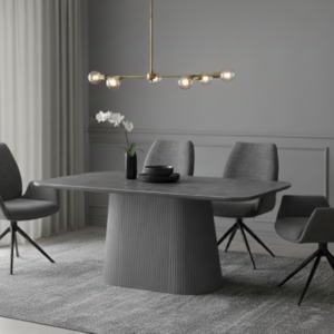 Davos Grey Oval Ceramic Dining Table 180cm | Contemporary Dining Set Collection