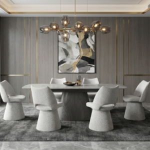 Monaco Pandora Grey Extendable Dining Table 160–240cm | Modern Maryland Swivel Chairs