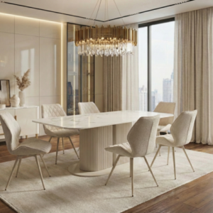 Sydney Modern Design Cream Rectangluar Ceramic Dining Table