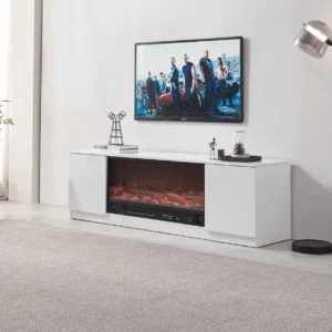 Fireplace T.v Stand High Gloss with LED lights / Bluetooth Speaker