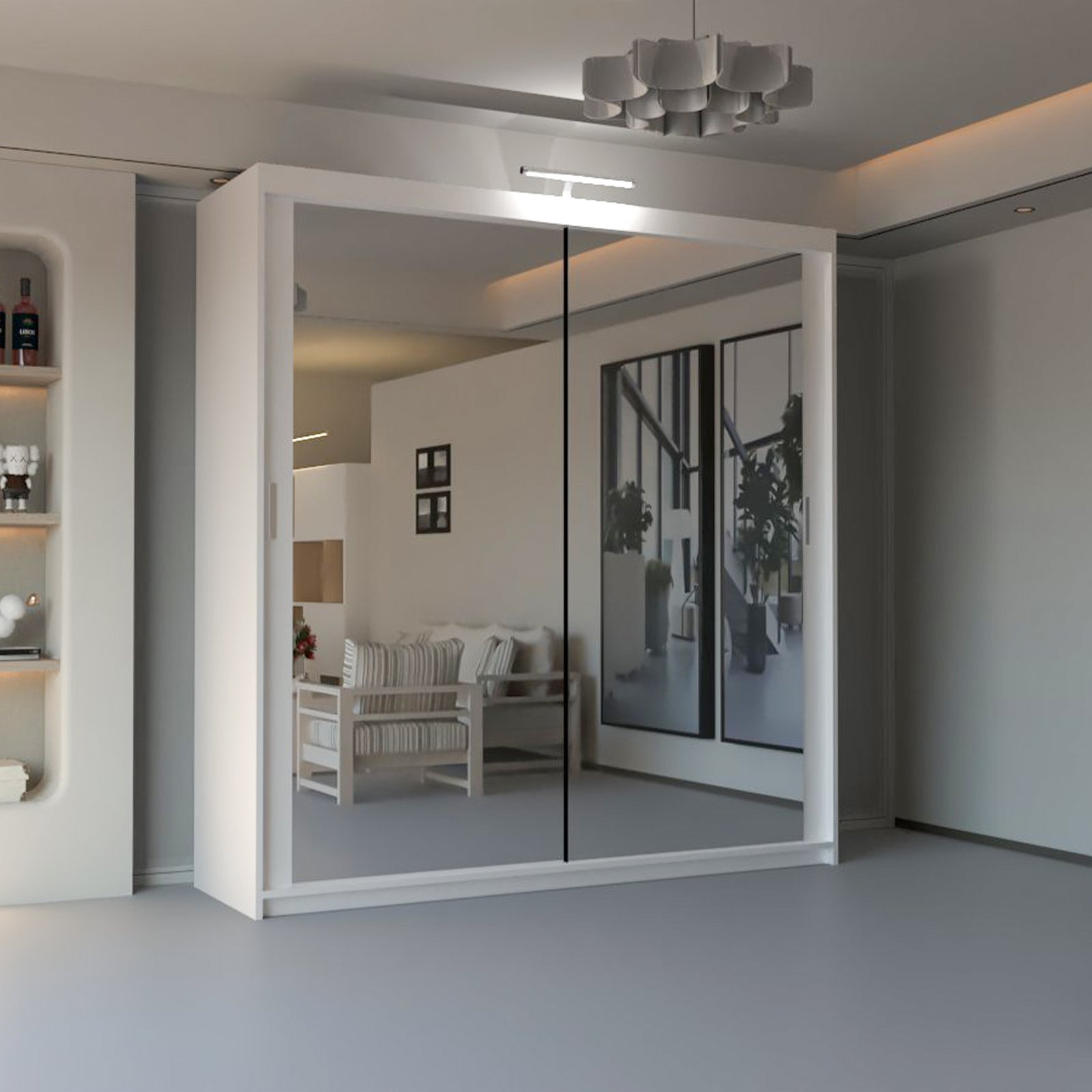 New York 2 Door Sliding Mirrored Wardrobe 90cm - Image 3