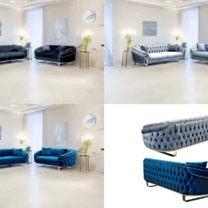 Camdon Chesterfield Sofa Set Black